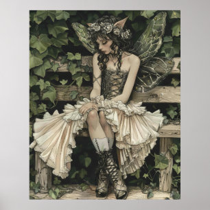 Póster Hadas encantadoras en el Poster del banco de mader