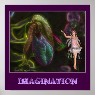 Póster Hadas Imaginativas Y Flores Inspiradoras