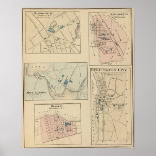 Póster Haddonfield, ciudad de Gloucester, Burlington