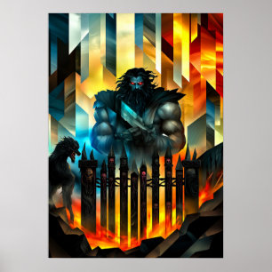 Póster Hades - Leyenda Cubista Minimalista - Dios del Inf
