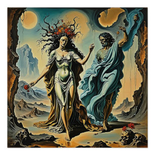 Póster Hades y Persephone descendiendo al submundo