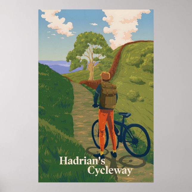 Póster Hadrians Cycleway Cycling Travel Poster (Frente)