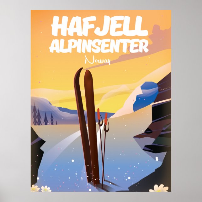 Póster hafjell alpinsenter Noruega hermoso poster de esqu (Frente)