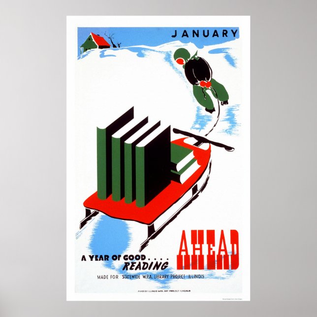 Póster Haga su lectura de la nieve 1938 WPA (Frente)