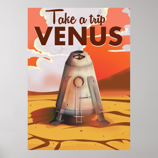 Póster Haga un viaje al afiche de viaje de Venus. (Frente)