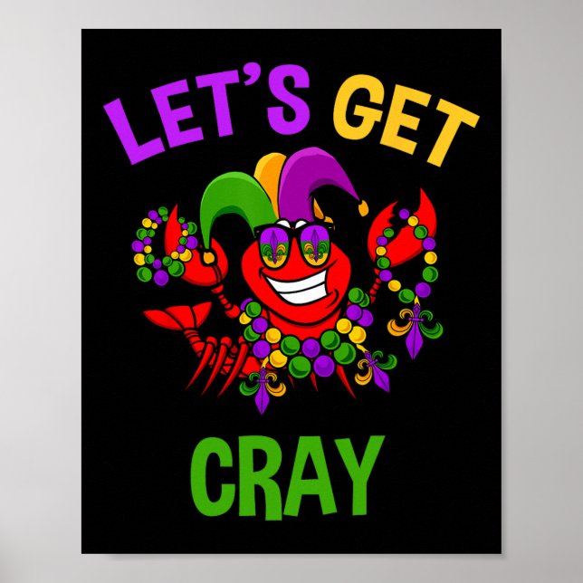 Póster Hagamos que Cray Mardi Gras Funny hierva el pez gl (Frente)