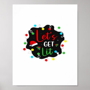 Póster Hagamos que los Navidades lindos tomen luces Santa