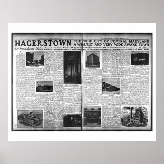 Póster Hagerstown Featured in Washington Herald 1912 (Frente)
