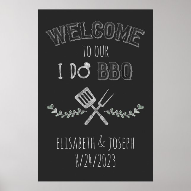 Póster Hago BBQ Bridal Shower Engagement Bienvenida Verde (Frente)