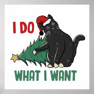 Póster Hago lo que quiero Navidades para el gato negro
