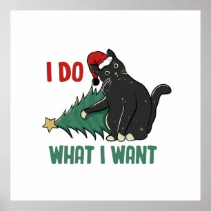 Póster Hago lo que quiero Navidades para el gato negro