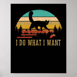Póster Hago lo que quiero para el atardecer Cat Vintage