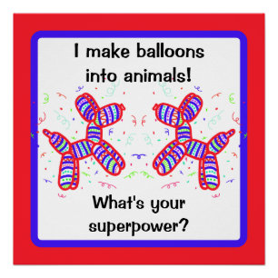 Póster Hago los globos en el Twitter de los animales