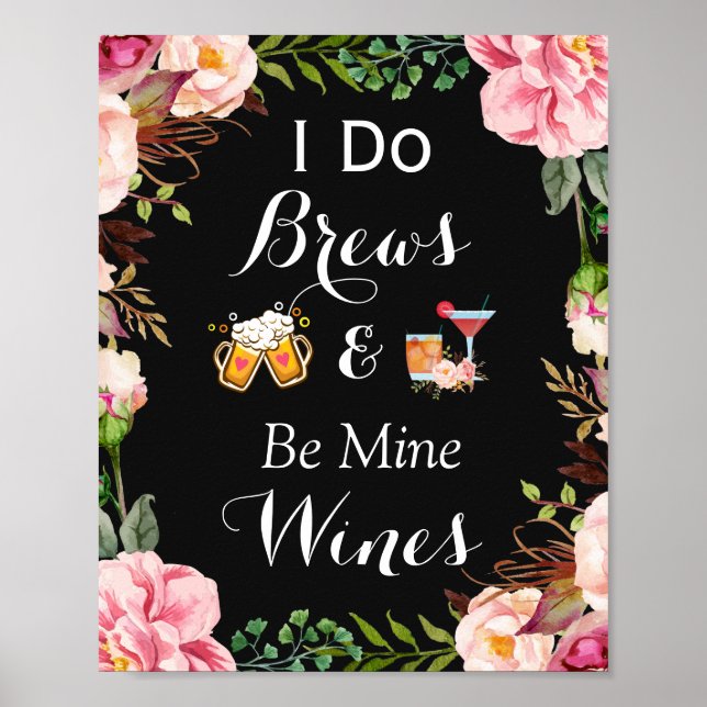 Póster Hago Rótulo de Brews & Be Mine Wine Boda (Frente)
