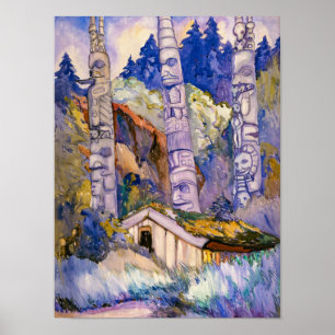 Póster Haida Totems, Cha-atl, Queen Charlotte Island