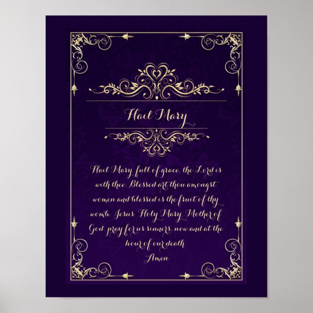Póster Hail Mary Poster de la oración católica (Frente)