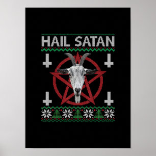Póster Hail Satan Cabeza de cabra Pentagram Funny Satanic