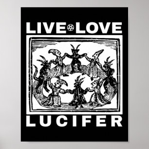 Póster Hail Satan Live Love Lucifer Con Demonios Bailando