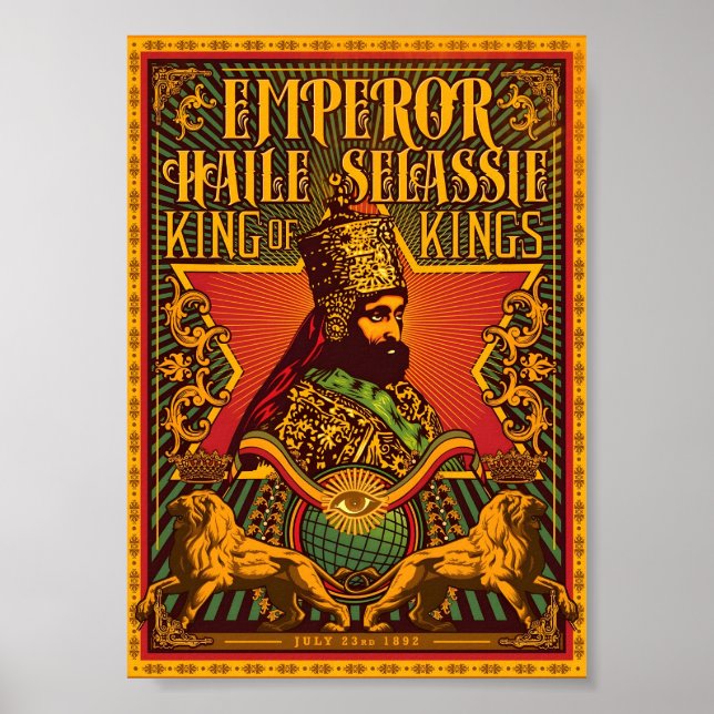 Póster Haile Selassie I Poster Jah Rastafari Rasta Poster (Frente)