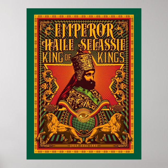 Póster Haile Selassie Postcard Jah Rastafari Metal Print (Frente)