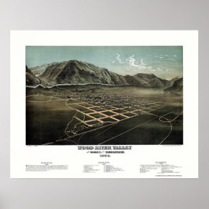 Póster Hailey - río de madera, mapa panorámico de la