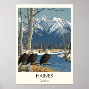 Póster Haines Alaska Águilas Montañas Nevadas