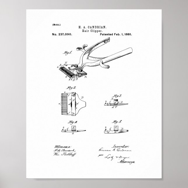 Póster Hair Clipper Patent (Frente)
