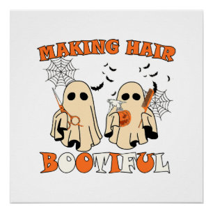 Póster Hair Funny Ghost Hairdresser Halloween