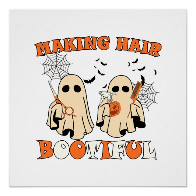 Póster Hair Funny Ghost Hairdresser Halloween (Anverso)
