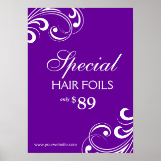 Póster HAIR Salon Poster Spa Púrpura y Bañera Blanca