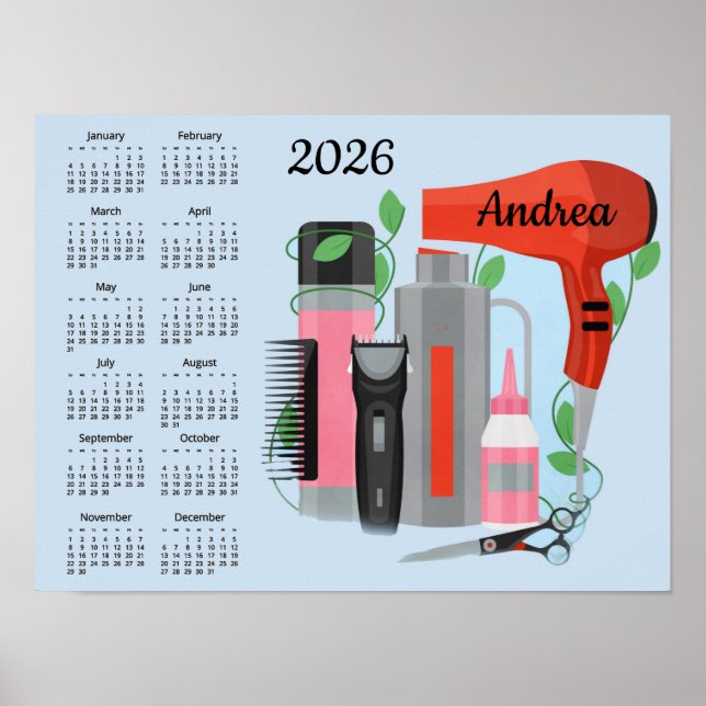 Póster Hair Stylist Design 2026 Calendar Poster (Frente)
