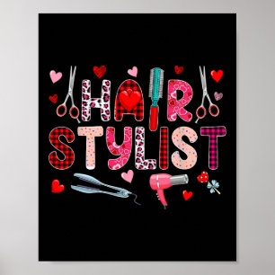 Póster Hair Stylist Tools El día de San Valentín Leopard 