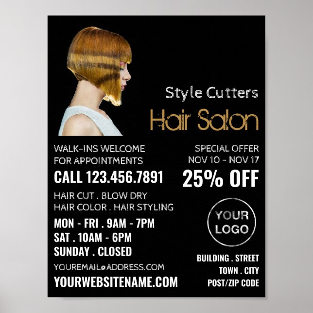 Póster Haircut de moda, Hair Stylist, Hair Salon (Frente)