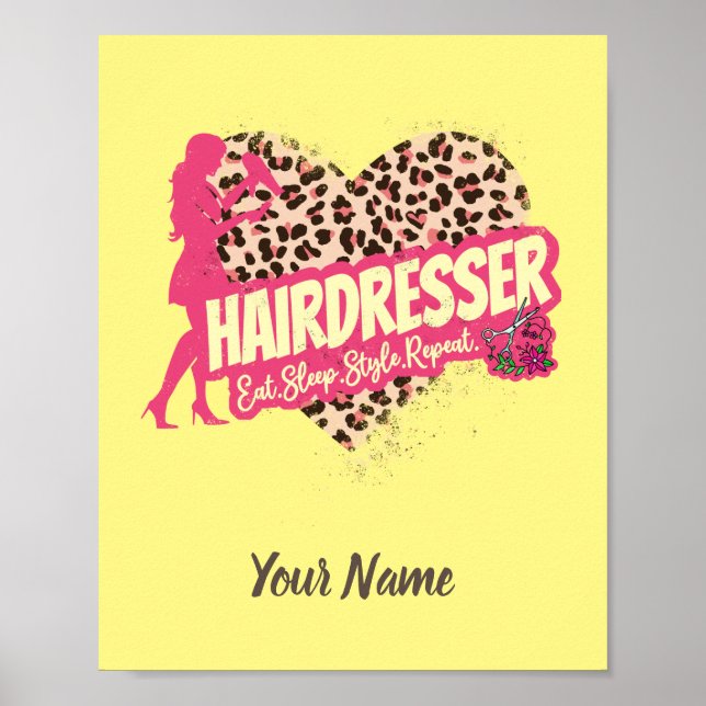 Póster Hairdresser Leopard Hair Hustler Hairstylist (Frente)