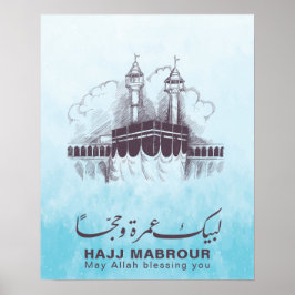 Póster Hajj Mabrour, Umrah Mubarak en La Meca Arabia Saud