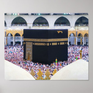 Póster Hajj Mubarak Sagrada Kaaba Meca Devoción Islámica