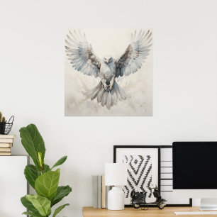 Póster Halcón animal de espíritu plateado