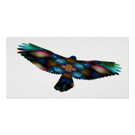 Póster Halcón arcoiris Mandala Kaleidoscope en vuelo