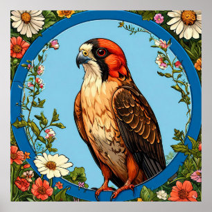 Póster Halcon de patas rojas colorido