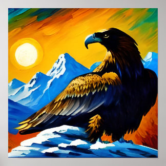 Póster Halcón en la montaña