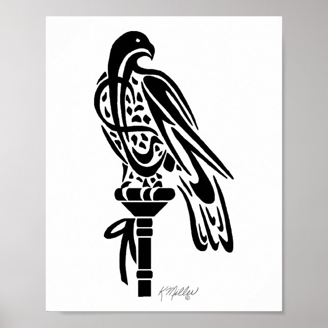 Póster Halcón en Percha de Bloque (Frente)
