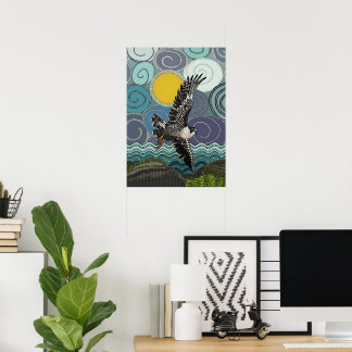 Póster halcón peregrino de Cornualles
