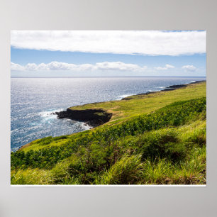 Póster haleokane lookout y el océano pacífico