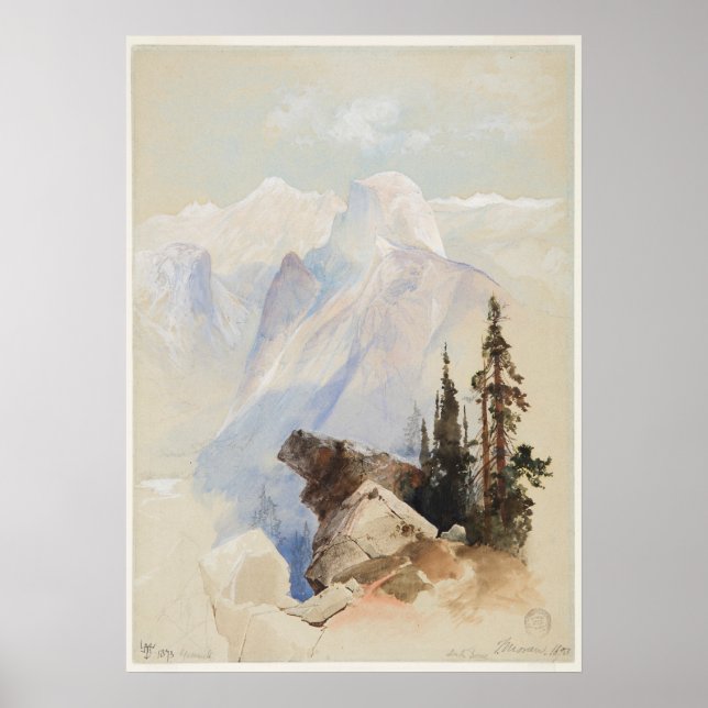 Póster Half Dome Yosemite Thomas Moran Watercolor Art (Frente)