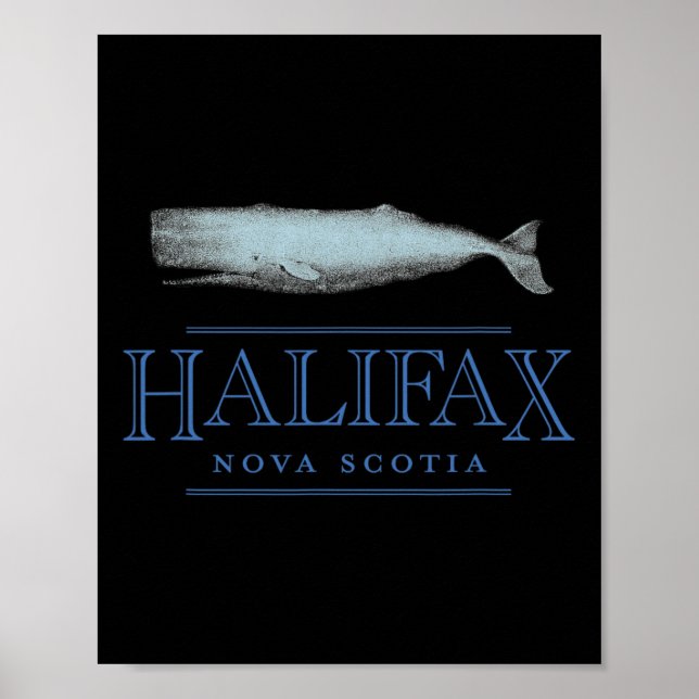 Póster Halifax Nueva Escocia Canadá Diseño de ballena vin (Frente)