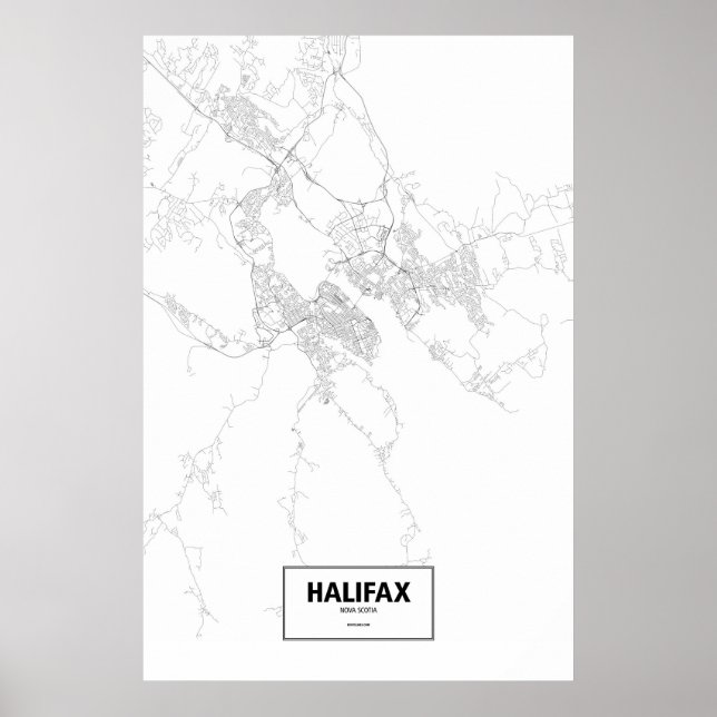 Póster Halifax, Nueva Escocia (negro sobre blanco) (Frente)