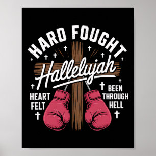 Póster Hallelujah Guantes Cristianos de Boxeo Cruzado Cor