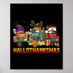 Póster Hallothanksmas Camiones Halloween Acción de Gracia