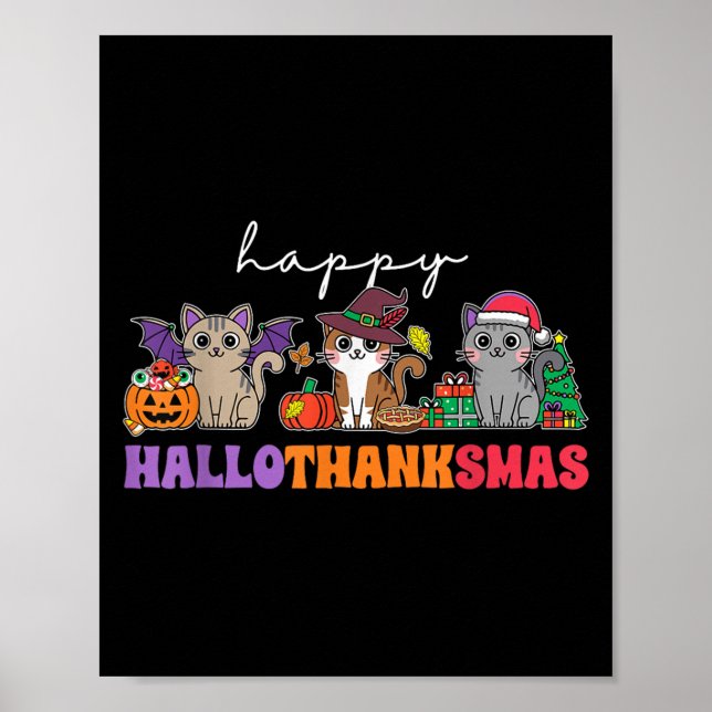 Póster Hallothanksmas Cats _ Uni-adults, Uni-kids, Black, (Frente)