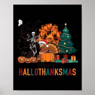 Póster Hallothanksmas Disfraces de Halloween Navidad de A